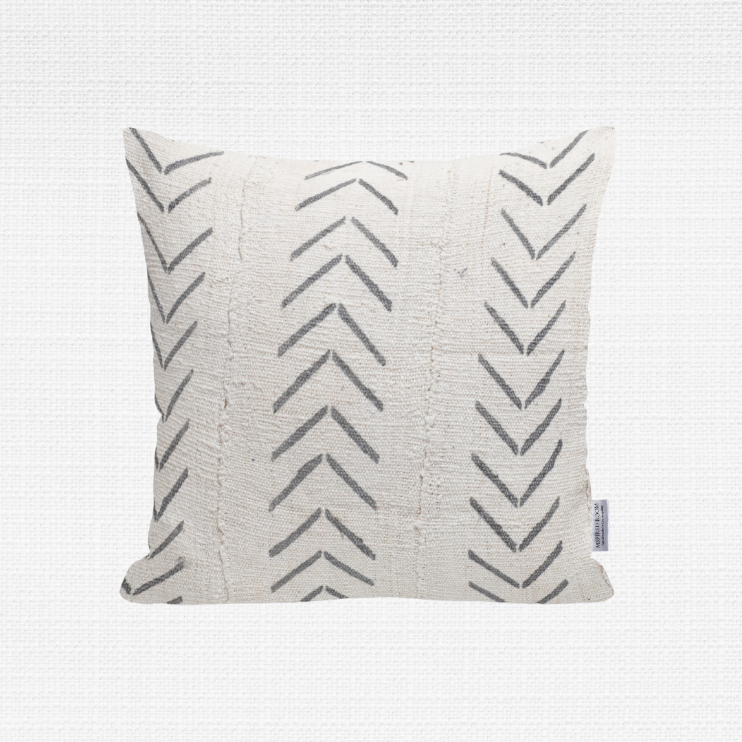 gray chevron mud cloth pillow