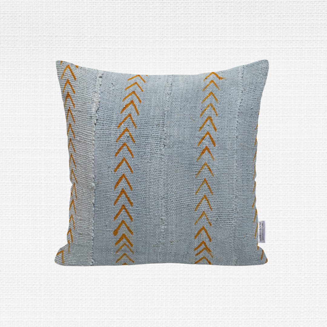 orange chevron mud cloth pillow